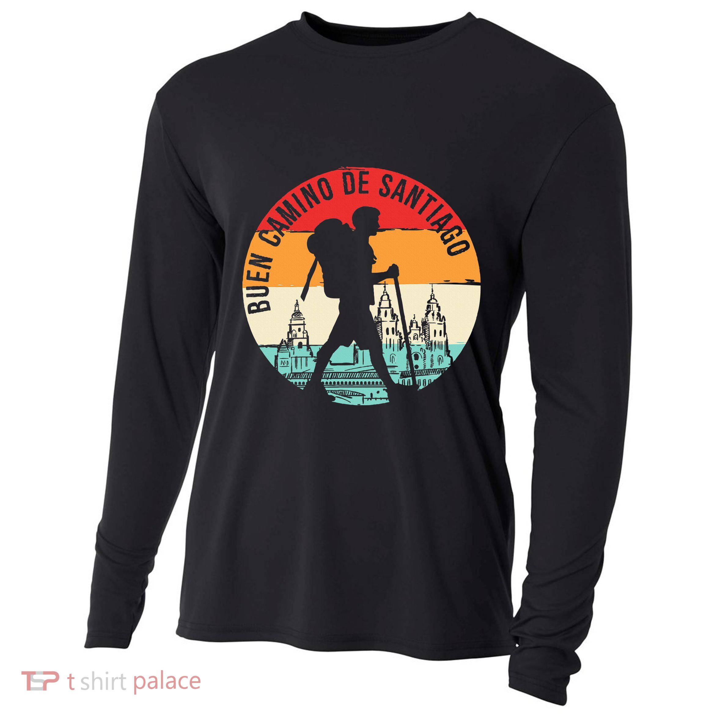 Buen Camino De Santiago De Compostela Cooling Performance Long Sleeve Crew