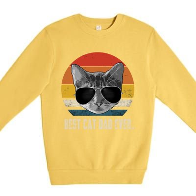 Best Cat Dad Ever Funny Gift Vintage Retro Cat Daddy Cat Father Gift Premium Crewneck Sweatshirt