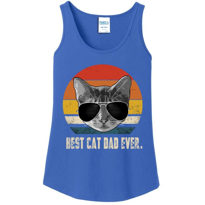 Best Cat Dad Ever Funny Gift Vintage Retro Cat Daddy Cat Father Gift Ladies Essential Tank