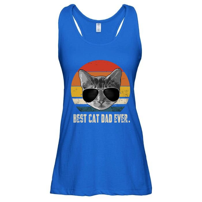 Best Cat Dad Ever Funny Gift Vintage Retro Cat Daddy Cat Father Gift Ladies Essential Flowy Tank