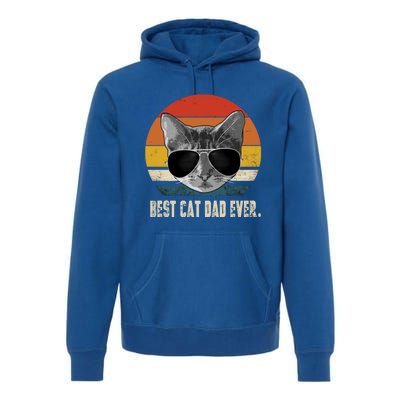 Best Cat Dad Ever Funny Gift Vintage Retro Cat Daddy Cat Father Gift Premium Hoodie