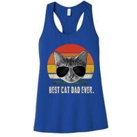 Best Cat Dad Ever Funny Gift Vintage Retro Cat Daddy Cat Father Gift Women's Racerback Tank