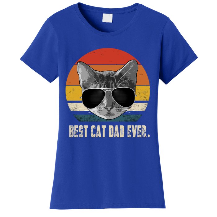 Best Cat Dad Ever Funny Gift Vintage Retro Cat Daddy Cat Father Gift Women's T-Shirt