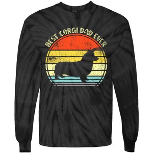 Best Corgi Dad Ever Retro Tie-Dye Long Sleeve Shirt