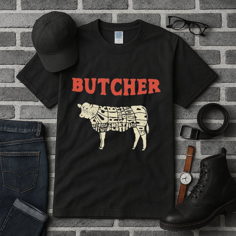 Butcher Cow Diagram Meat Lovers Steak Butchery Tall T-Shirt
