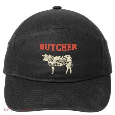 Butcher Cow Diagram Meat Lovers Steak Butchery 7-Panel Snapback Hat