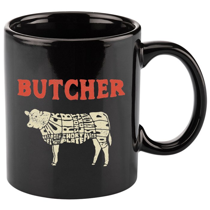 Butcher Cow Diagram Meat Lovers Steak Butchery 11oz C Handle Ceramic Mug