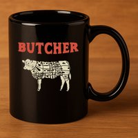 Butcher Cow Diagram Meat Lovers Steak Butchery 11oz C Handle Ceramic Mug