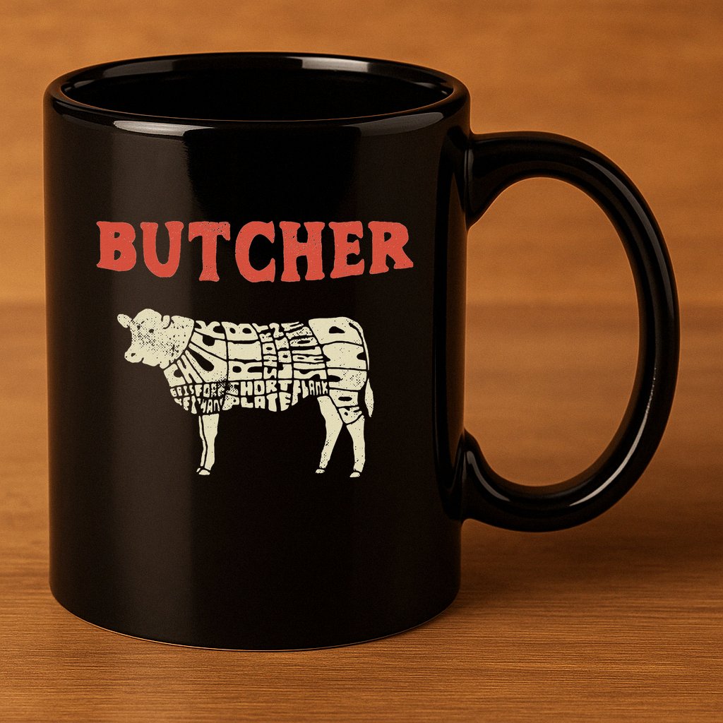 Butcher Cow Diagram Meat Lovers Steak Butchery 11oz C Handle Ceramic Mug