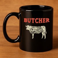 Butcher Cow Diagram Meat Lovers Steak Butchery 11oz C Handle Ceramic Mug
