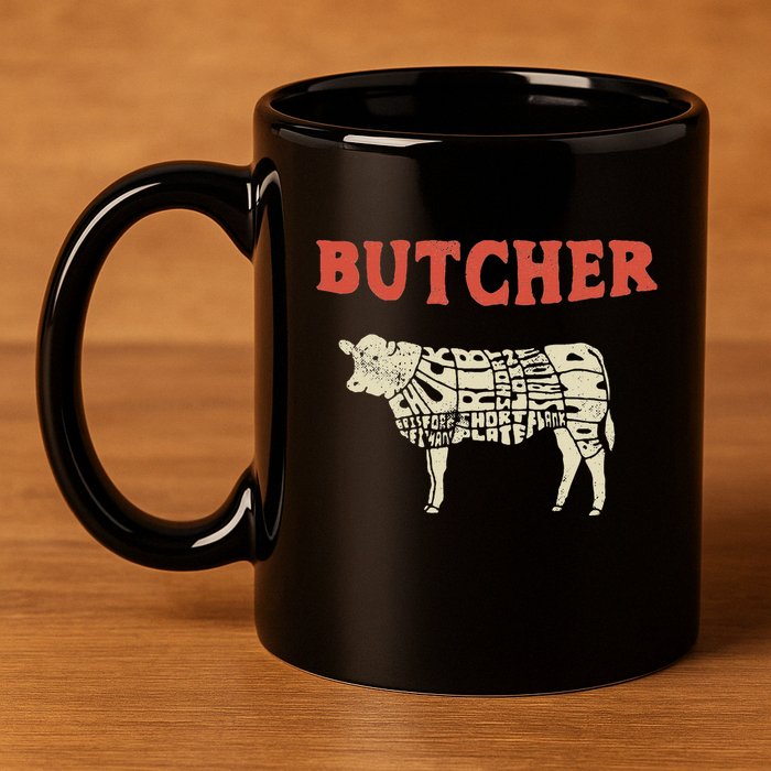 Butcher Cow Diagram Meat Lovers Steak Butchery 11oz C Handle Ceramic Mug