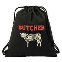 Butcher Cow Diagram Meat Lovers Steak Butchery Drawstring Bag