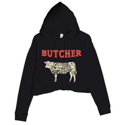 Butcher Cow Diagram Meat Lovers Steak Butchery Crop Fleece Hoodie