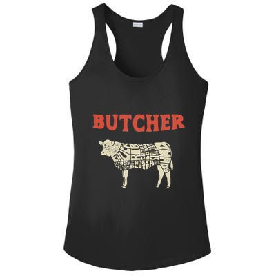 Butcher Cow Diagram Meat Lovers Steak Butchery Ladies PosiCharge Competitor Racerback Tank