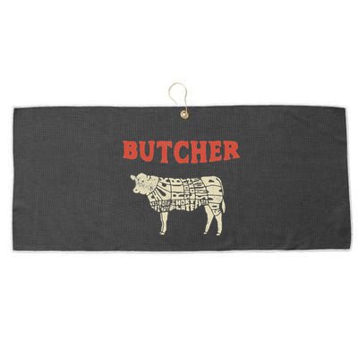 Butcher Cow Diagram Meat Lovers Steak Butchery Large Microfiber Waffle Golf Towel