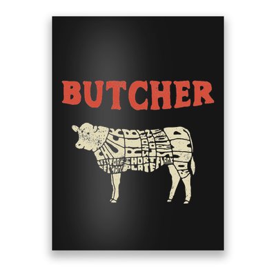 Butcher Cow Diagram Meat Lovers Steak Butchery Poster