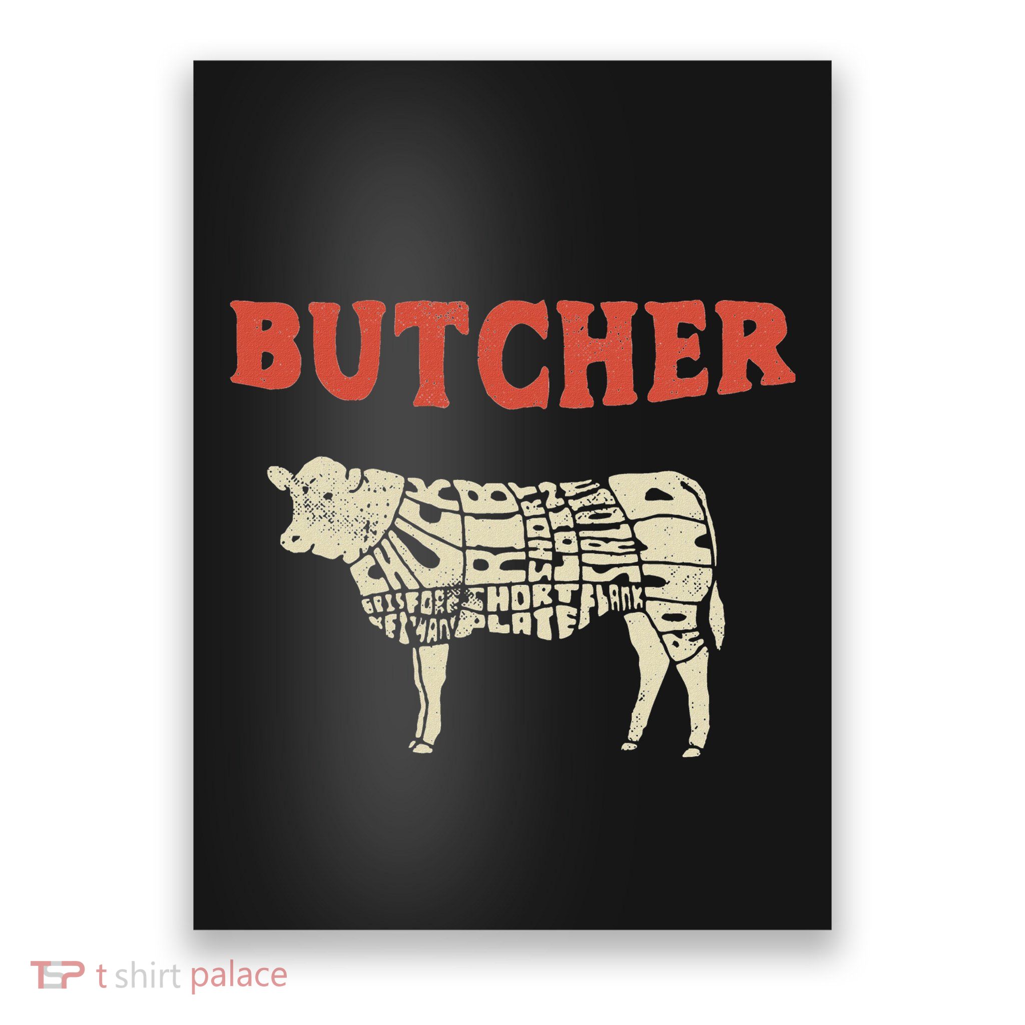 Butcher Cow Diagram Meat Lovers Steak Butchery Poster
