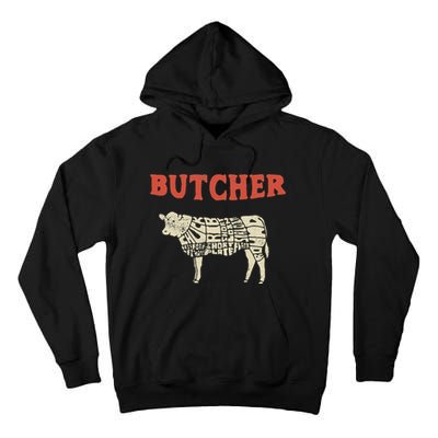 Butcher Cow Diagram Meat Lovers Steak Butchery Tall Hoodie