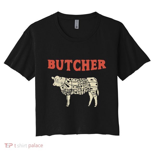 Butcher Cow Diagram Meat Lovers Steak Butchery Crop Top