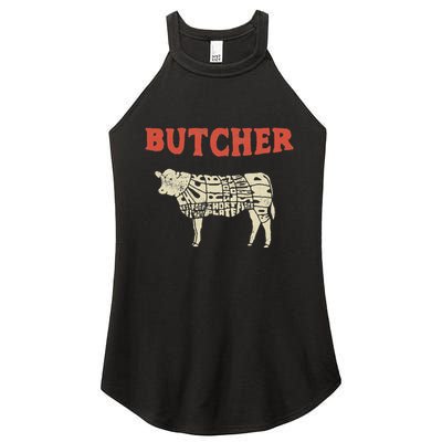 Butcher Cow Diagram Meat Lovers Steak Butchery Women's Perfect Tri Rocker Tank
