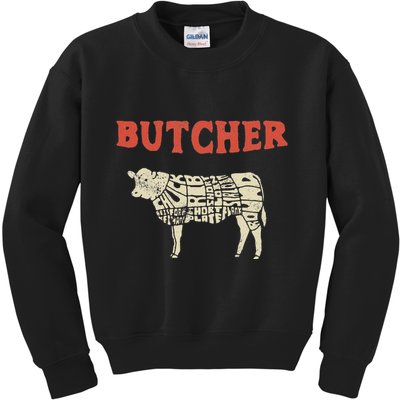 Butcher Cow Diagram Meat Lovers Steak Butchery Kids Sweatshirt
