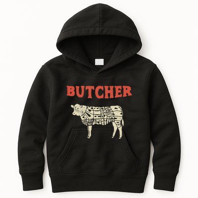 Butcher Cow Diagram Meat Lovers Steak Butchery Kids Hoodie