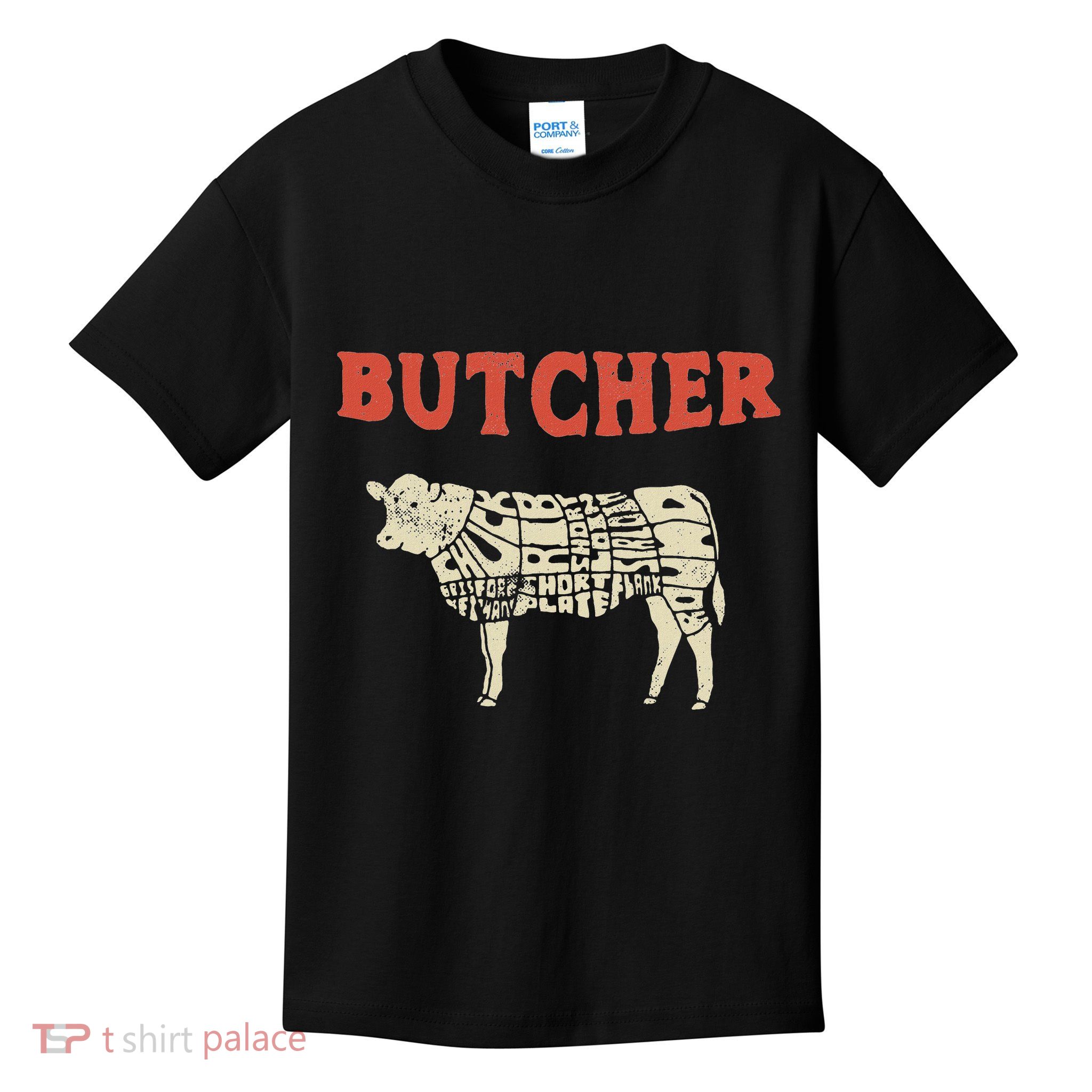 Butcher Cow Diagram Meat Lovers Steak Butchery Kids T-Shirt