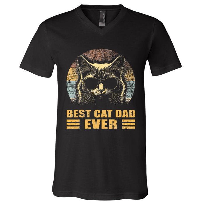 Best Cat Dad Ever FatherS Day V-Neck T-Shirt