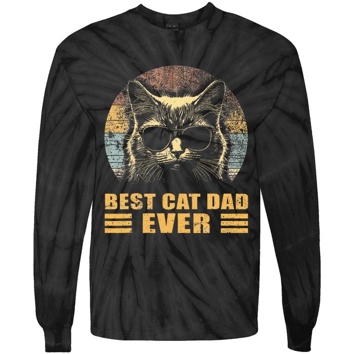 Best Cat Dad Ever FatherS Day Tie-Dye Long Sleeve Shirt