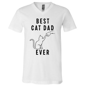 Best Cat Dad Ever Cat Daddy Paw Fist Bump Meow Cat V-Neck T-Shirt