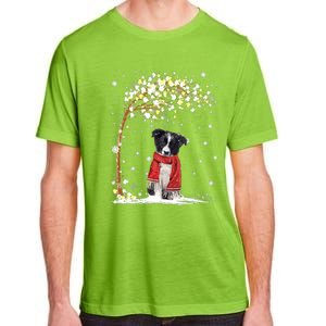 Border Collie Dog Tree Christmas Snow Pajama Xmas Dog Lover Cool Gift Adult ChromaSoft Performance T-Shirt