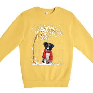 Border Collie Dog Tree Christmas Snow Pajama Xmas Dog Lover Cool Gift Premium Crewneck Sweatshirt