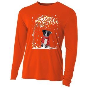 Border Collie Dog Tree Christmas Snow Pajama Xmas Dog Lover Cool Gift Cooling Performance Long Sleeve Crew