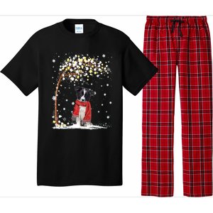 Border Collie Dog Tree Christmas Snow Pajama Xmas Dog Lover Cool Gift Pajama Set