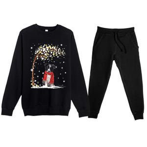 Border Collie Dog Tree Christmas Snow Pajama Xmas Dog Lover Cool Gift Premium Crewneck Sweatsuit Set