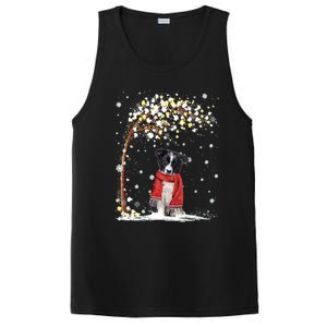 Border Collie Dog Tree Christmas Snow Pajama Xmas Dog Lover Cool Gift PosiCharge Competitor Tank