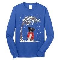 Border Collie Dog Tree Christmas Snow Pajama Xmas Dog Lover Cool Gift Long Sleeve Shirt