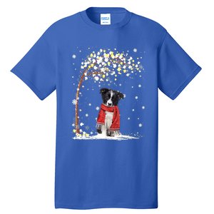 Border Collie Dog Tree Christmas Snow Pajama Xmas Dog Lover Cool Gift Tall T-Shirt