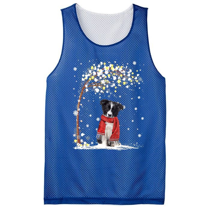 Border Collie Dog Tree Christmas Snow Pajama Xmas Dog Lover Cool Gift Mesh Reversible Basketball Jersey Tank