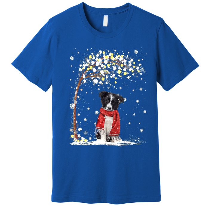 Border Collie Dog Tree Christmas Snow Pajama Xmas Dog Lover Cool Gift Premium T-Shirt