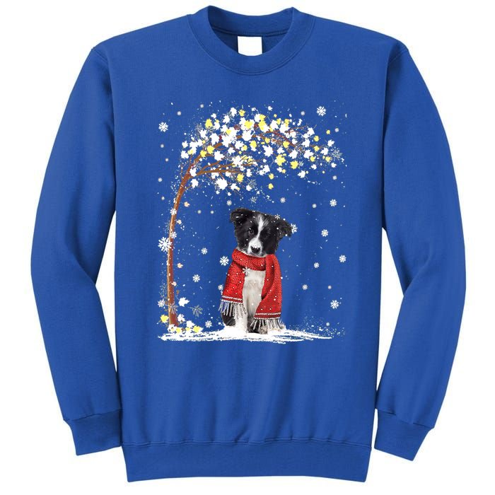 Border Collie Dog Tree Christmas Snow Pajama Xmas Dog Lover Cool Gift Tall Sweatshirt