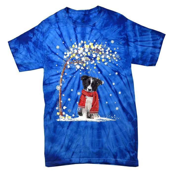 Border Collie Dog Tree Christmas Snow Pajama Xmas Dog Lover Cool Gift Tie-Dye T-Shirt