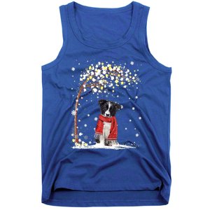 Border Collie Dog Tree Christmas Snow Pajama Xmas Dog Lover Cool Gift Tank Top