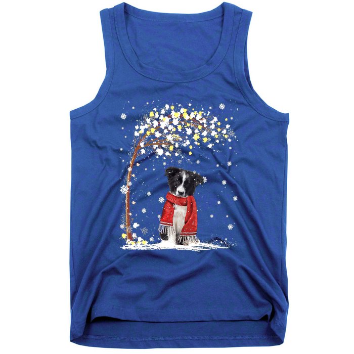 Border Collie Dog Tree Christmas Snow Pajama Xmas Dog Lover Cool Gift Tank Top