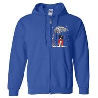 Border Collie Dog Tree Christmas Snow Pajama Xmas Dog Lover Cool Gift Full Zip Hoodie