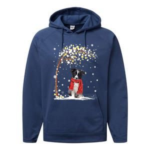 Border Collie Dog Tree Christmas Snow Pajama Xmas Dog Lover Cool Gift Performance Fleece Hoodie