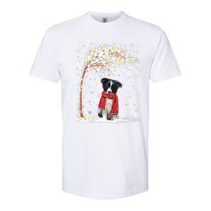 Border Collie Dog Tree Christmas Snow Pajama Xmas Dog Lover Cool Gift Softstyle CVC T-Shirt