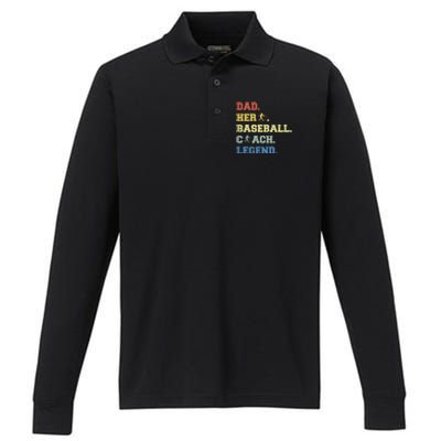 Baseball Coach Dad Gift Performance Long Sleeve Polo