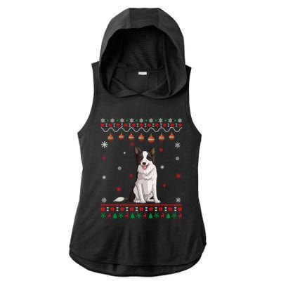 Border Collie Dog Ugly Xmas Design Matching Ugly Christmas Gift Ladies PosiCharge Tri-Blend Wicking Draft Hoodie Tank