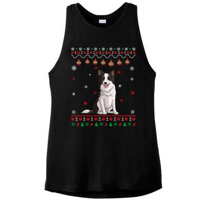 Border Collie Dog Ugly Xmas Design Matching Ugly Christmas Gift Ladies PosiCharge Tri-Blend Wicking Tank